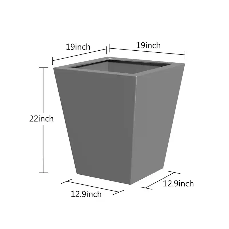 NAYSAYE Tapered Planter 22 Inch Tall Metal Plant Pot with Drainage Hole for Indoor and Outdoor Gardening, Gray, 22*19*19
