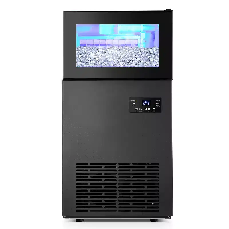 Hooure High-Capacity Ice Machine: 130 lb/24H, 35 lb Storage - Freestanding Commercial Ice Maker in Black