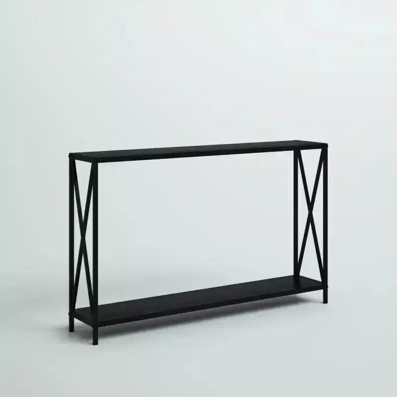 Slim Profile Console Table with X-Frame and Lower Shelf