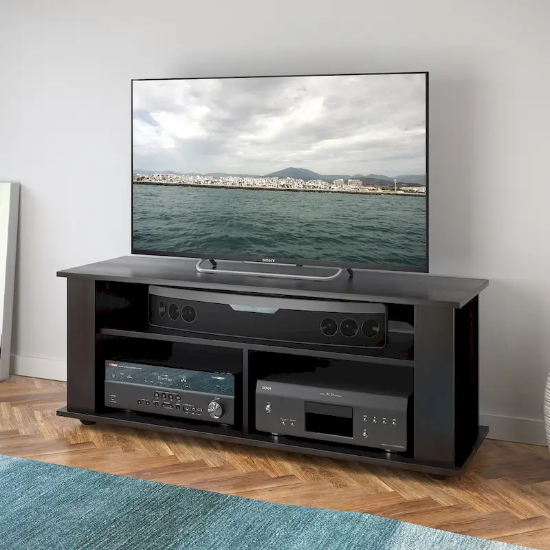 Bakersfield Black TV Stand, For TVs up to 55