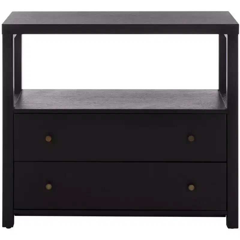 Ernest 2 Drawer 1 Shelf Wood Storage Chest, Natural & White Washed Finish
