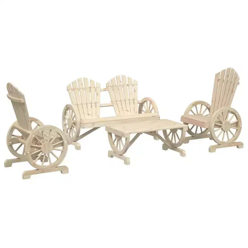vidaXL Patio Lounge Set Outdoor Garden Seat Furniture 4 Piece Solid Wood Fir