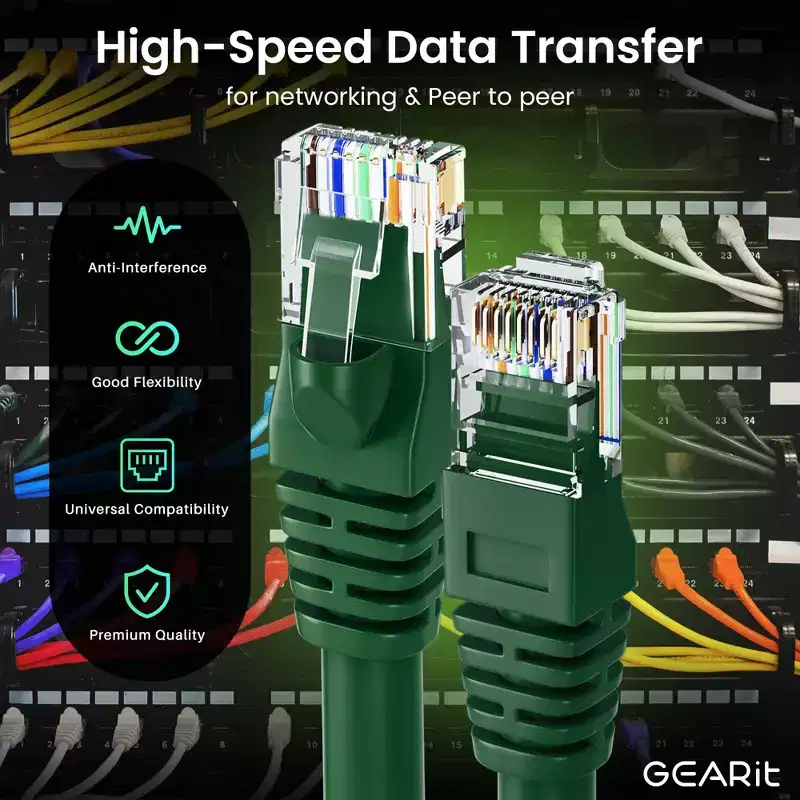 GEARit Cat6 Ethernet Patch Cable - Snagless RJ45, Stranded, 550Mhz, UTP, Pure Bare Copper Wire, 24AWG - Purple