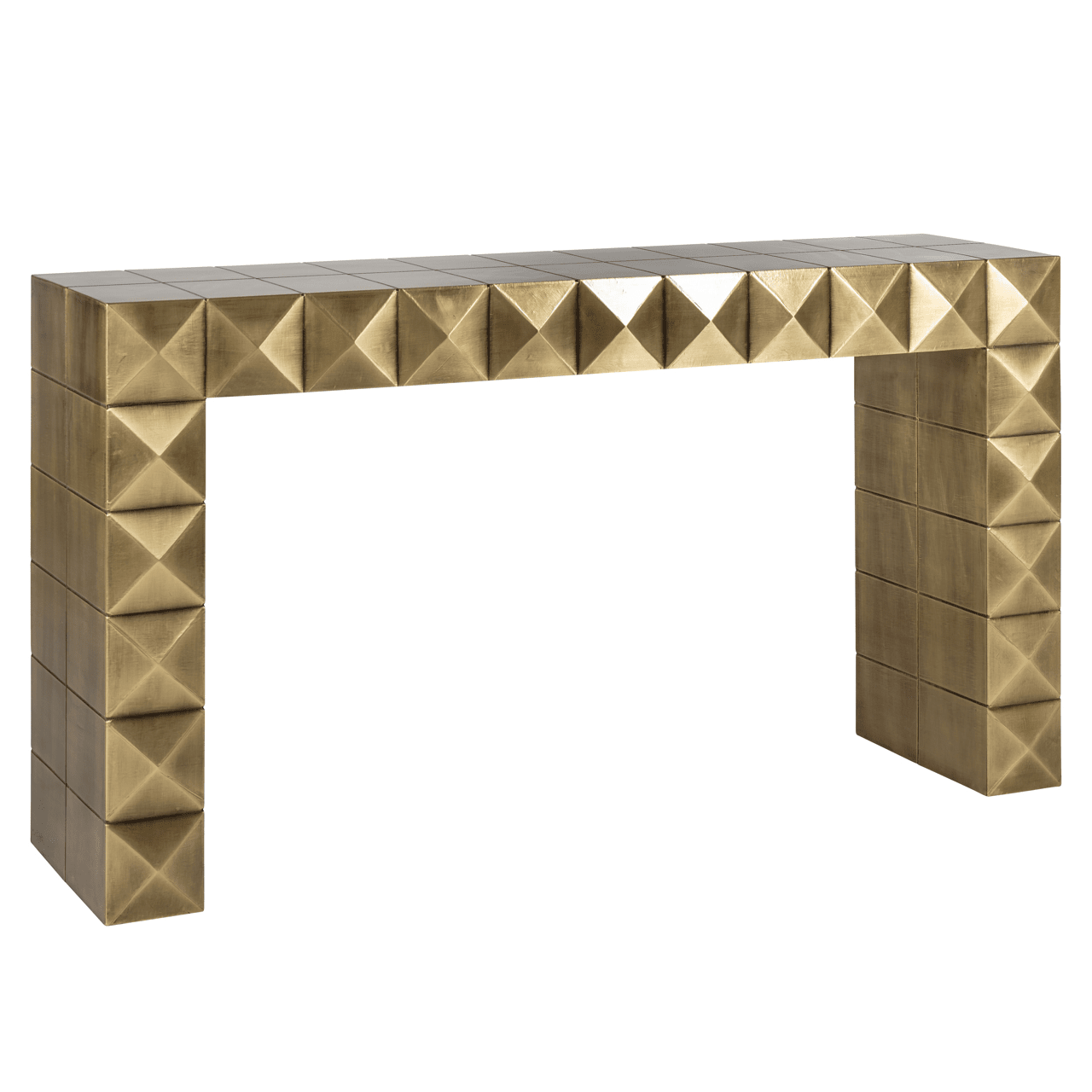 Brushed Gold Geometric Console Table