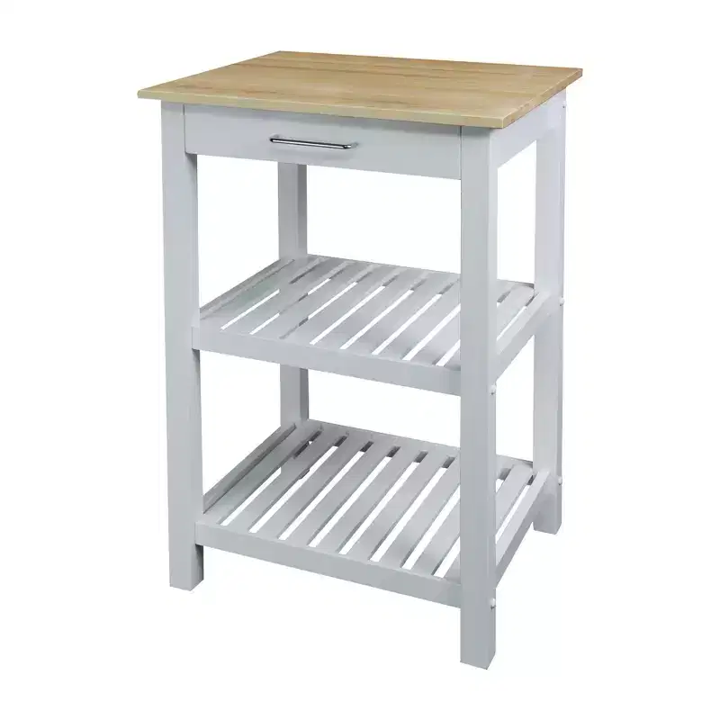 Sunrise Kitchen Island �C Hardwood Top, Sliding Drawer, Towel Rack & 2 Shelves