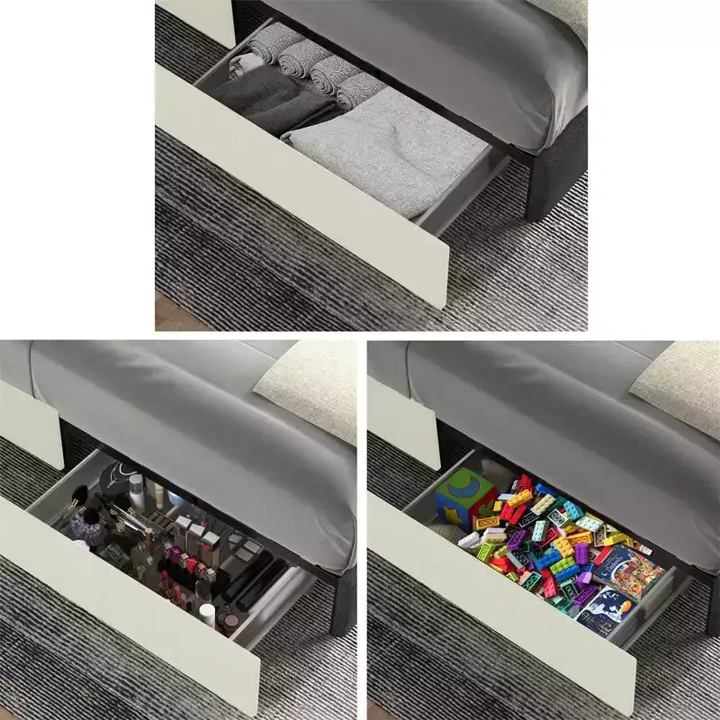 Upholstered Queen Bed, Velvet Queen Size Bed with Modern Design Headboard, Tight Channel, Wooden Slat Mattress Support
