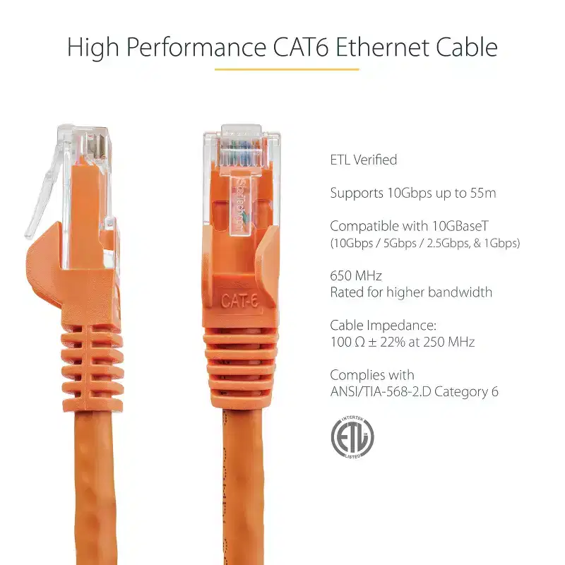 StarTech 50 ft Orange Cat6 UTP Patch Cable - N6PATCH50OR