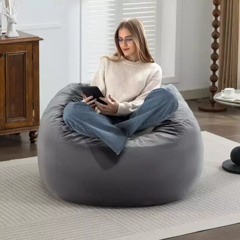 HYLEORY Bean Bag Chair Luxurious Velvet Ultra Soft Fur with High-Rebound Memory Foam for Adults Plush Lazy Sofa with Fluffy Removable Sponge