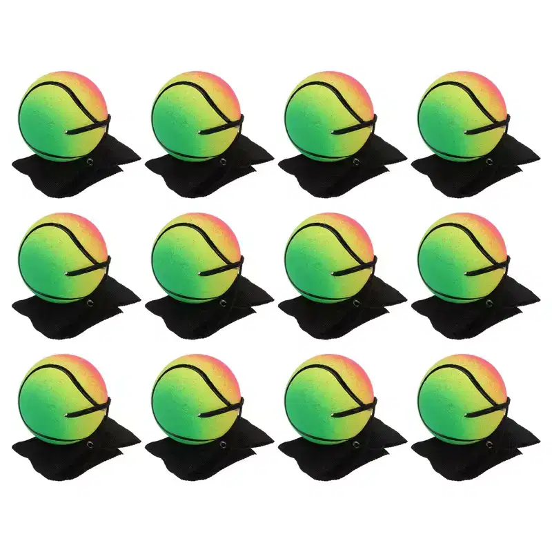Unique Bargains Rubber Rebound Sports Wrist Ball with String for Exercise 12 Pcs Mixed Colors