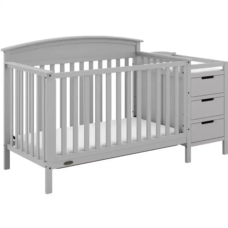 4-in-1 Convertible Crib and Changer with Attached Changing Table