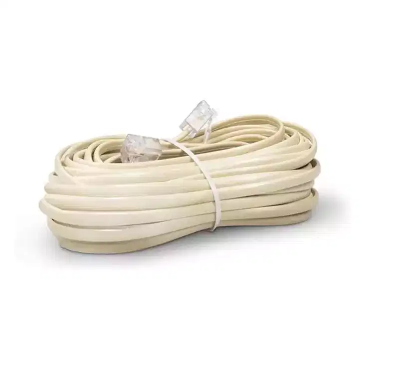 SatelliteSale RJ-11 Ethernet Telephone Cord Phone Cable Wire Ivory Beige 25 feet