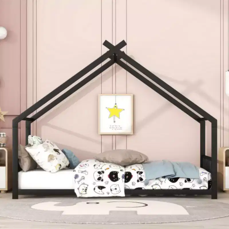 Twin-Size Metal Framed House Shaped Bed