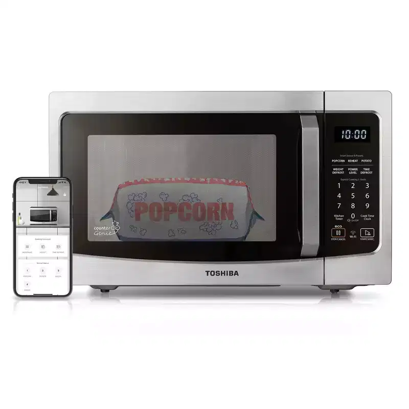 Toshiba 1.3 Cu. Ft. 1100-Watt Smart Countertop Microwave Oven with Humidity Sensor (Stainless Steel)