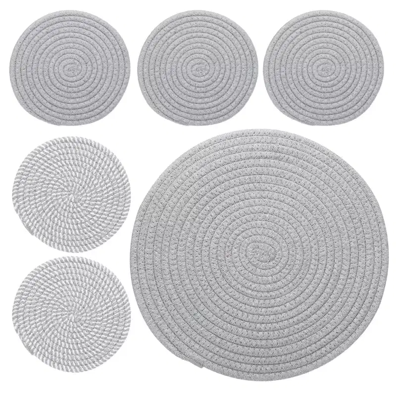 Unique Bargains Indoor Gardening Woven Plant Coasters 6 Pcs