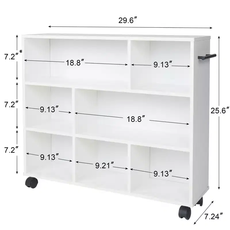3-Tier Kitchen Cart, Wood with Lockable Wheels, Rolling Utility Cart with Open Shelves for Kitchen Storage, White