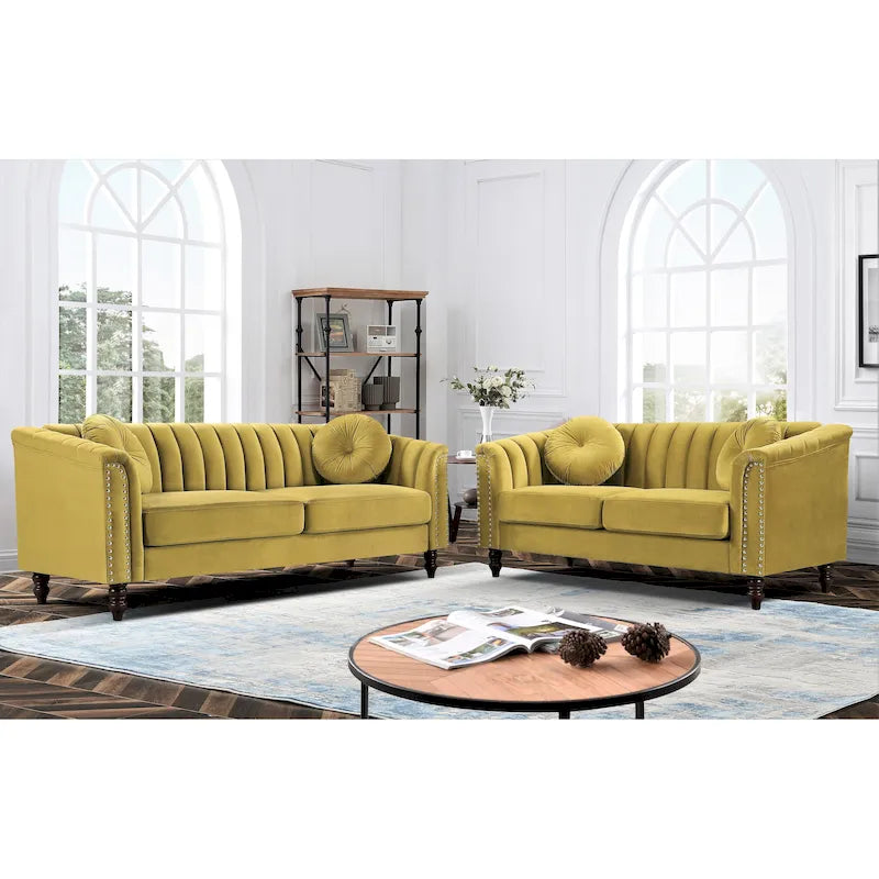Hills Tufted Back Nailhead 2PCS Living Room set