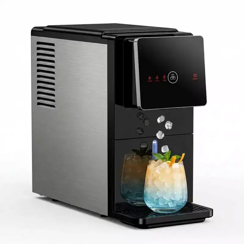 Simzlife Nugget Ice Maker and Dispenser, 30 Lbs./24H, One-Tap Auto Soft Chewable Ice Dispensing, Self-Cleaning, Black