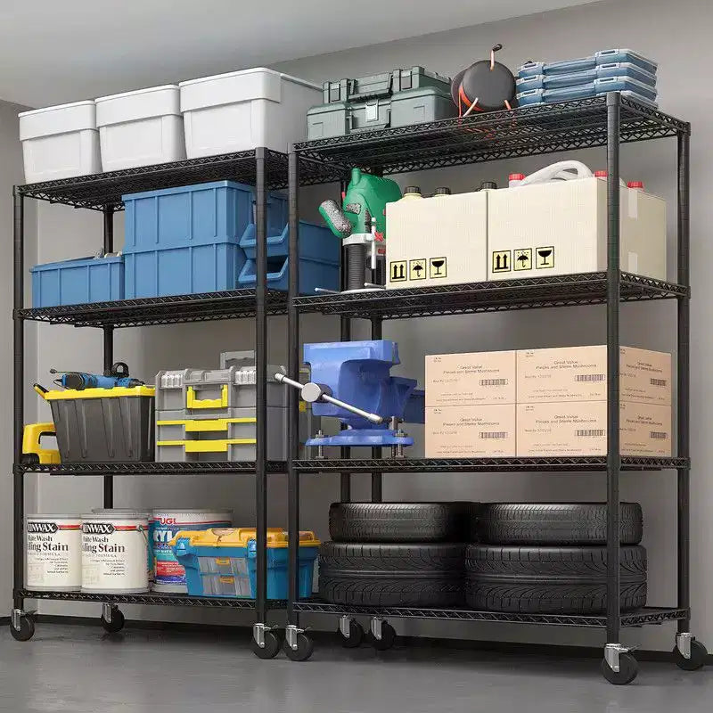Heavy Duty Steel Wire Shelving Unit with Wheels �C 4 Tiers, 2500 lbs Capacity