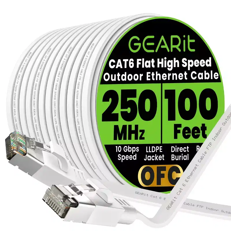 GEARit White Cat6 Flat Outdoor Ethernet Cable