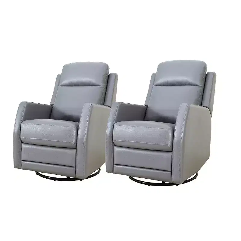 Set of 2 Ofelia Wooden Upholstery Wingback Swivel Recliner for Bedroom and Living Room ART OF LIVING DESIGNS-GREY