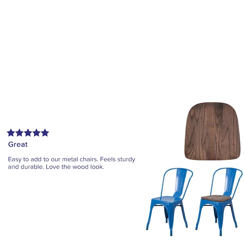 Rustic Wood Seat for Colorful Metal Chairs - Wood Seat Attachment