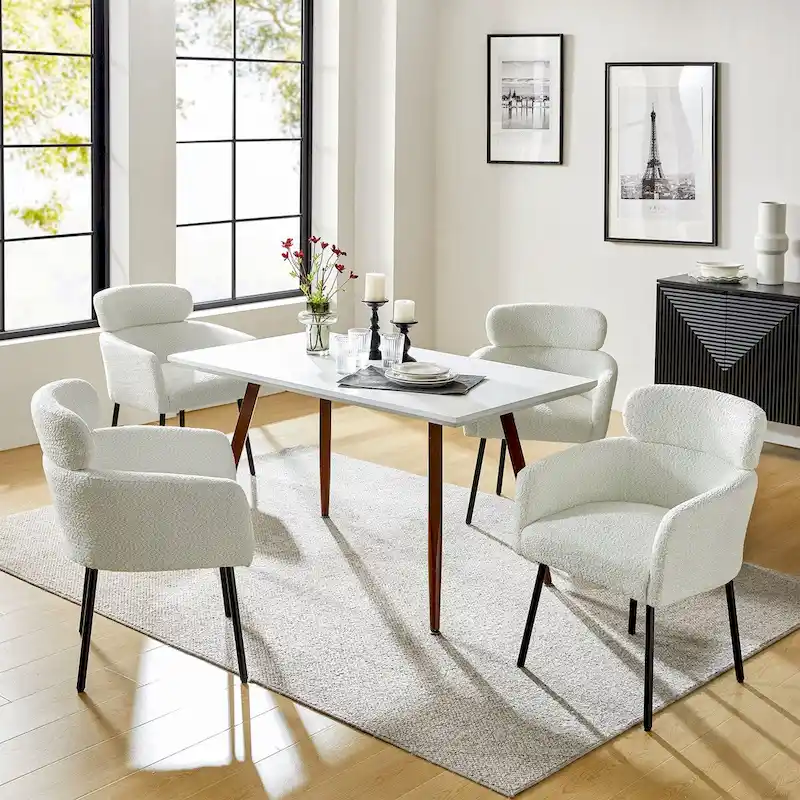 Amos Modern Boucle Dining Chair with Adjustment Feet