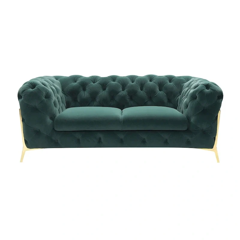Transitional Emerald Green Fabric Loveseat