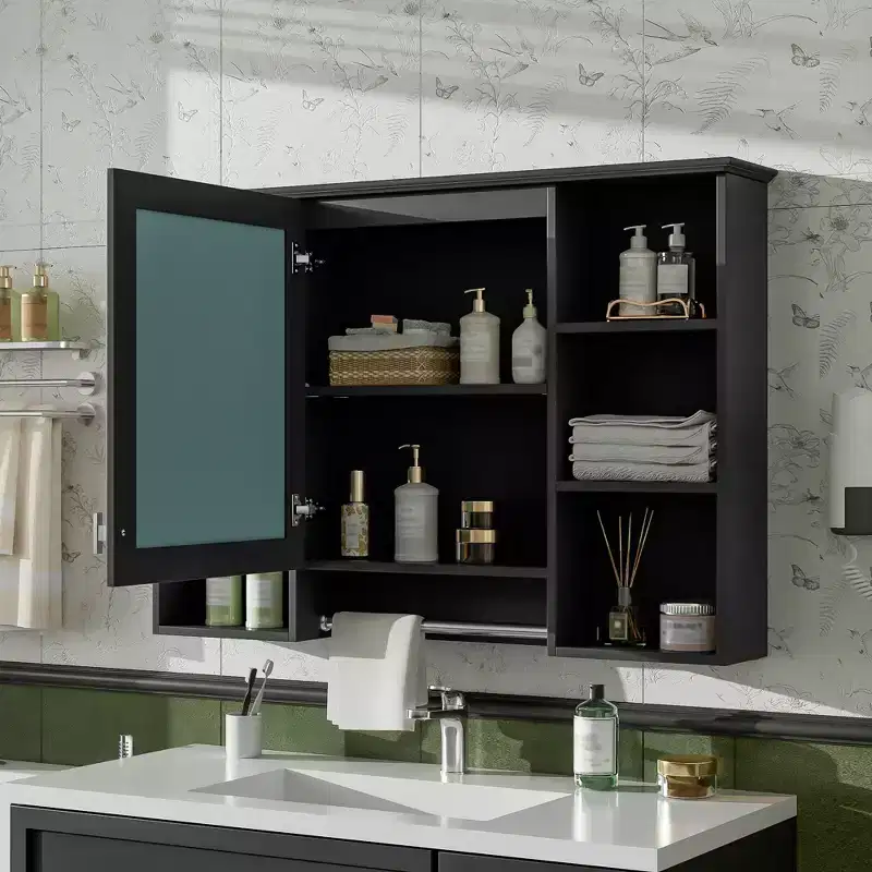 Bathroom Mirror Cabinet 42-Inch, 3-in-1 Wall-Mounted Medicine Cabinet, Adjustable Shelves, Soft-Close Doors, HD Mirror, Vanity Storage