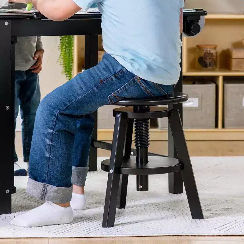 Adjustable Drafting Wooden Stool for Kids �C 40,6 cm-45,7 cm Swivel Art Studio Chair