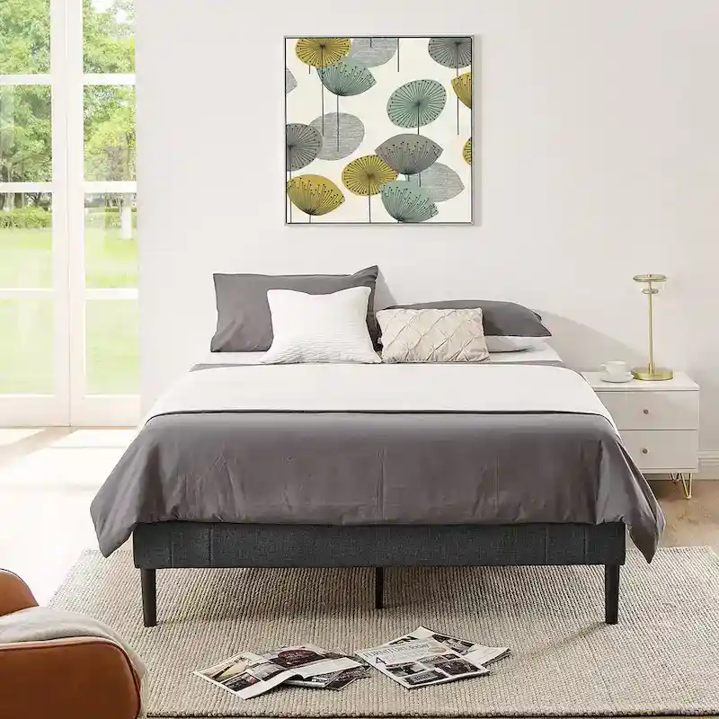 Tufted Upholstered Platform Bed Frame