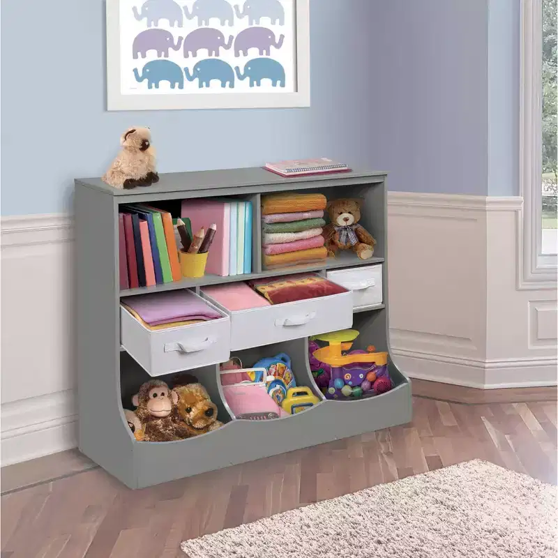Badger Basket Combo Bin Storage Unit with Three Baskets Gray