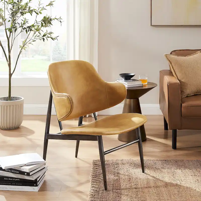 Genuine Leather Accent Lounge Chair