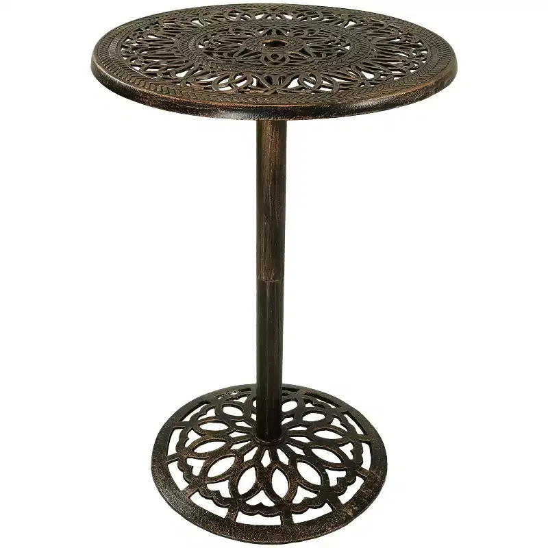 Sunnydaze 40H Cast Iron Base and Cast Aluminum Tabletop Round Bar-Height Table