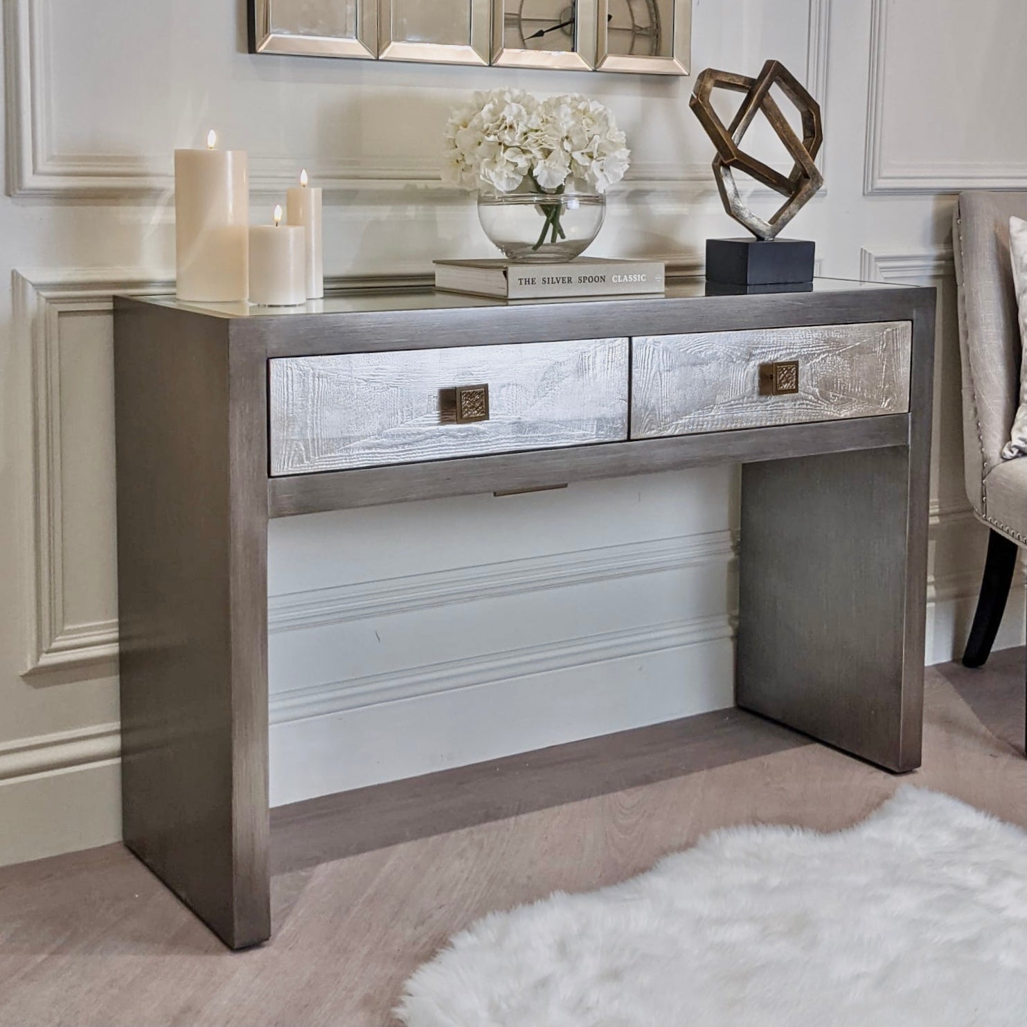 Silver & Bronze Console Table