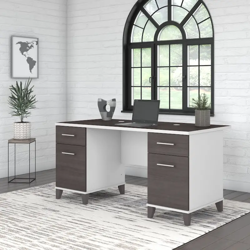 60" Computer Office Desk with Drawers, Home Office Writing Desk, Multiple Finish Options