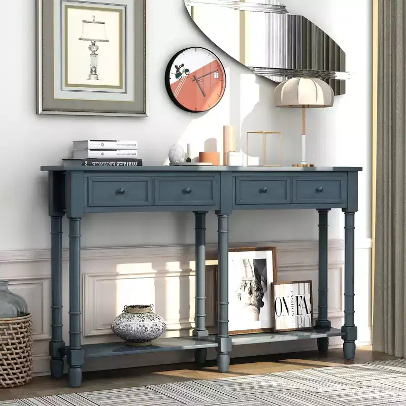 Console Table with Two Storage Drawers and Bottom Shelf-ModernLuxe
