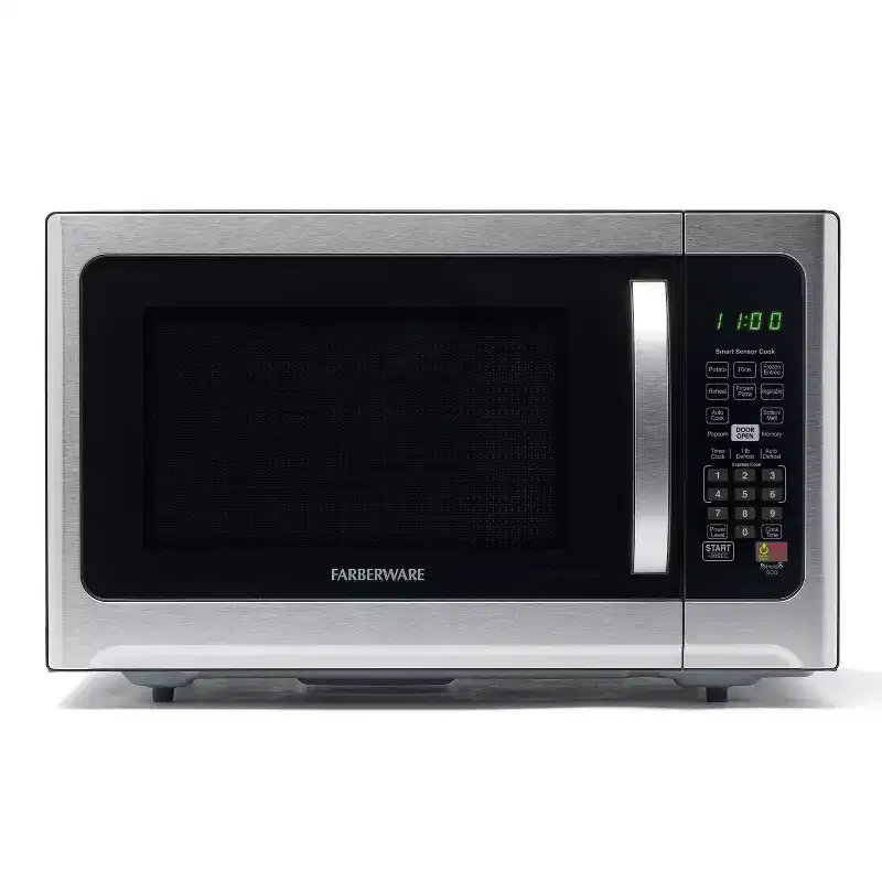Farberware Professional 1.2 Cu. Ft. 1000-Watt Microwave Oven with Sensor Cooking, Stainless Steel/Black Body Wrap