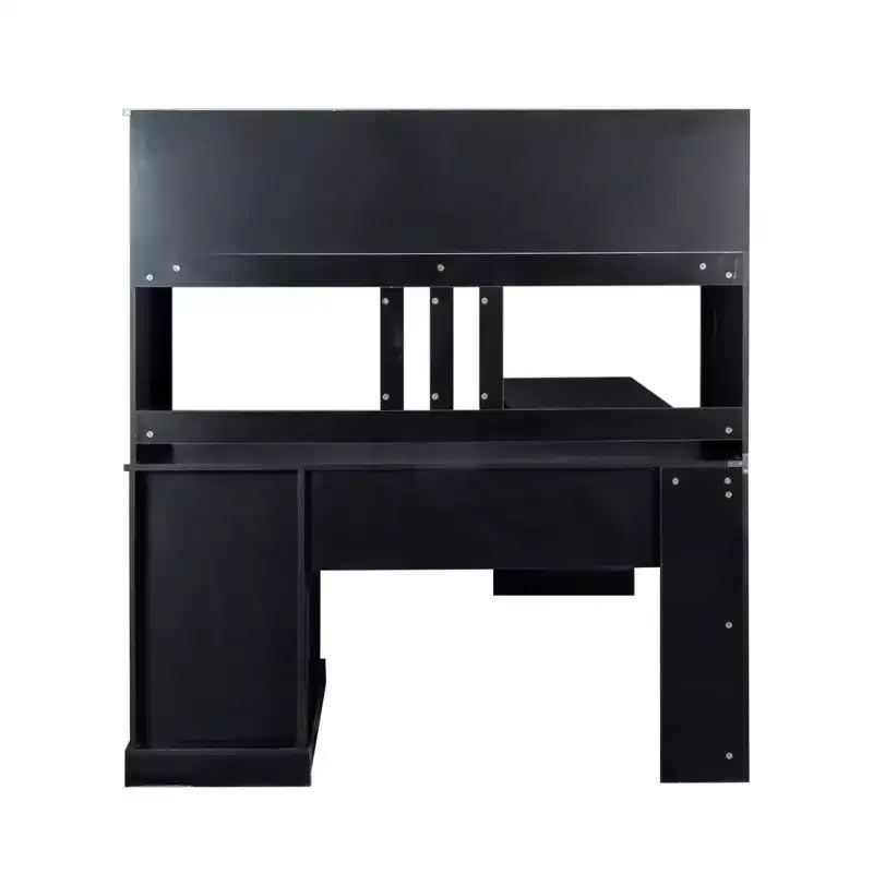 Computer Desk, Home Office Desks With 2 Drawers, 2-tier Open Shelf, Waterproof And Scratch Resistant Modern Corner Desk For Home Office Black