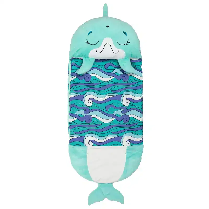 Happy Nappers: Pillow & Sleepy Sack: Medium - Dolphin Disco - 54 x 20, 2-In-1: Plush Animal Opens To Sleeping Bag, Soft Play & Nap Character, Kids 3+
