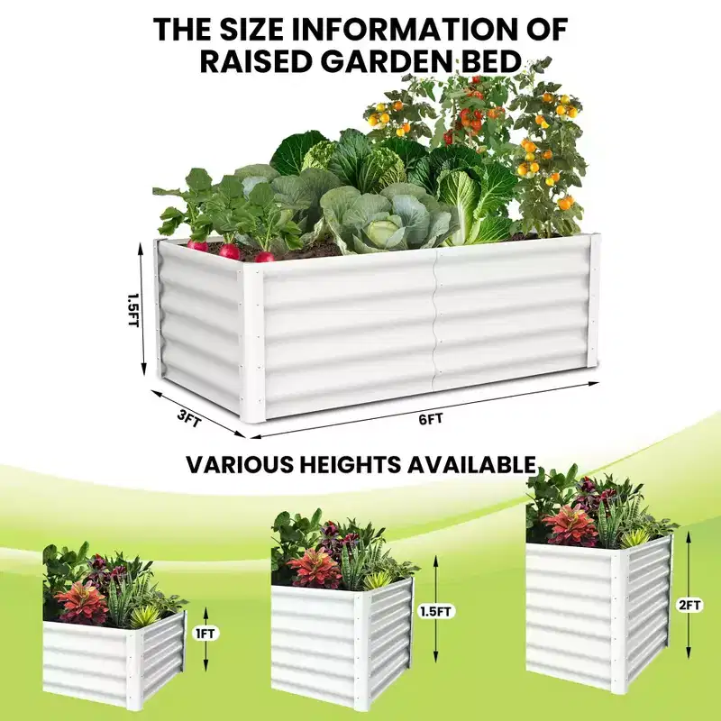 Large Outdoor Planter Boxes Kit Set of 2, Galvanized Steel Raised Garden Bed with Open-Ended Base Design, Elevated Planter