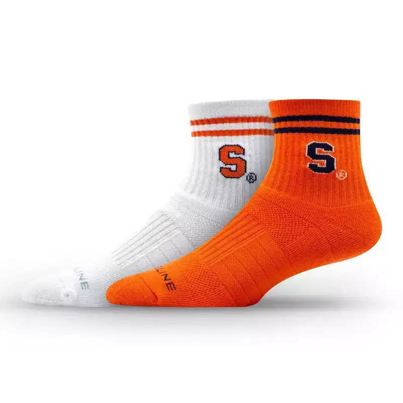 NCAA Syracuse Orange 2pk Socks: Crew Height, Cushioned Heel & Toe