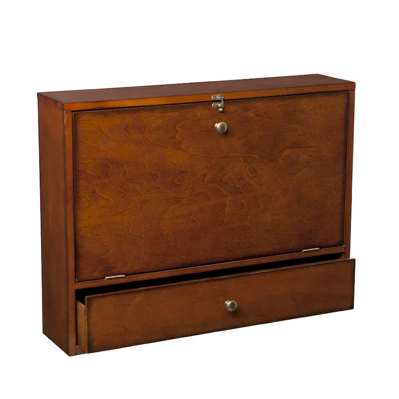 Brown Mahogany Wall-mount Laptop Desk