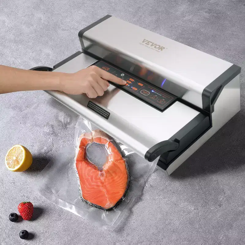 VEVOR Vacuum Sealer Machine, 95Kpa 350W Powerful Dual Pump and Dual Sealing, with Built-in Cutter, with Seal Bag and External Hose,Silver
