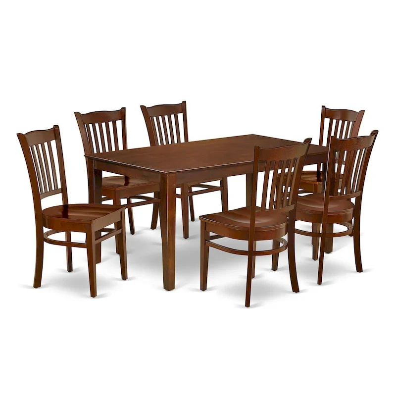 East West Furniture Dinette Set- a Rectangle Dining Room Table and Wooden Seat Dining Chairs, Mahogany (Pieces Options)