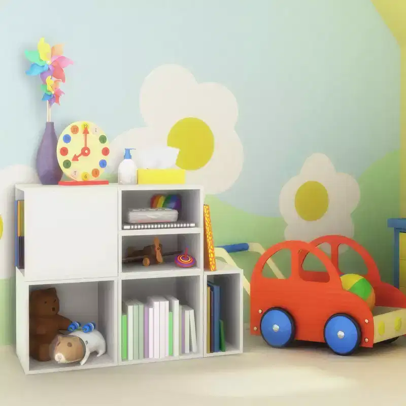 Cubo Half Size Wood Stackable Storage Bookcase Shelf Organizer Cube | Snow White | 2-Pack