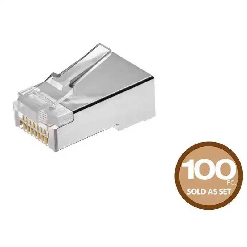 Monoprice Shielded Cat5 Plug For Round Solid/Stranded Cable | 100 Pieces