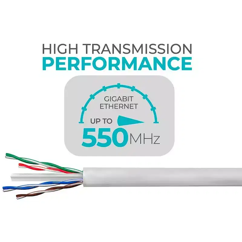 Monoprice Cat6 Ethernet Bulk Cable - Network Internet Cord - Solid, 500Mhz, UTP, CMR, Riser Rated, Pure Bare Copper Wire, 23AWG, 500ft, White