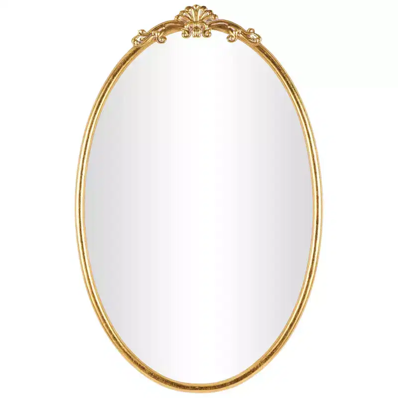 38"x24" Gold Ornate Baroque Oval Wall Mirror, Metal Frame, Vintage Style