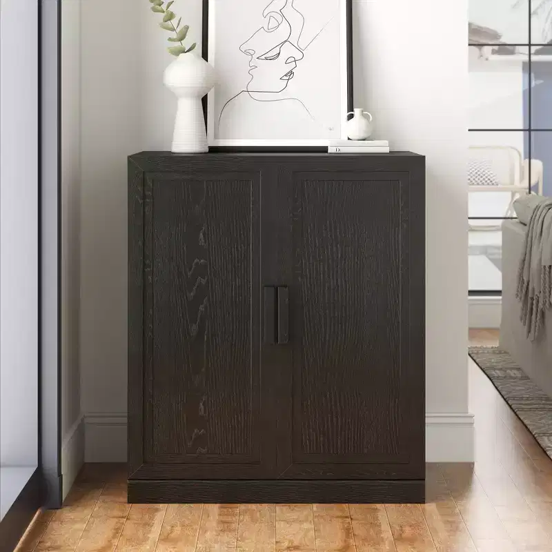 36" Black 2-Door Decorative Storage Cabinet �C Set of 2