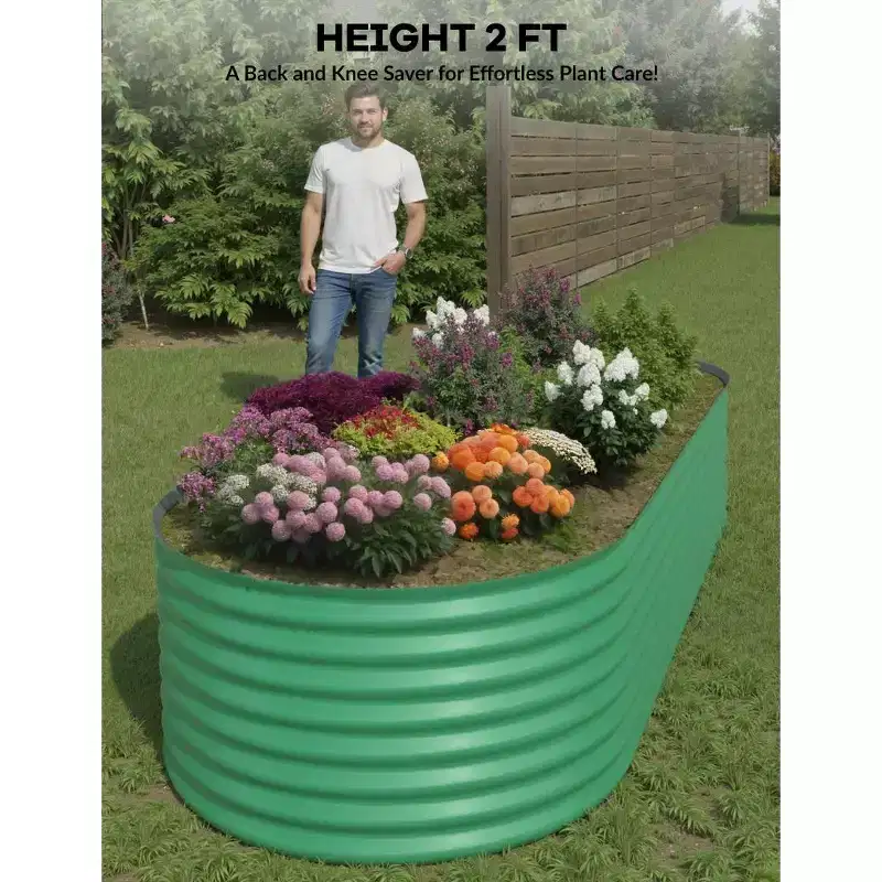 2 Pack Steel Raised Garden Bed 8x4x2ft,Metal Deep Root Planter Box for Vegetables Flowers Herbs,Large Oven Garden Planting Bed,Easy Assembly